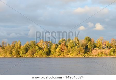 View of Neva River at evening in St.Petersburg Russia.