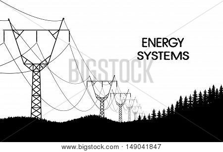 On the image presented lines of electro transfers monochrome landscape