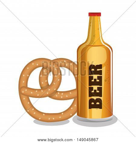 beer and pretzels food tradicional oktoberfest design vector illustration eps 10
