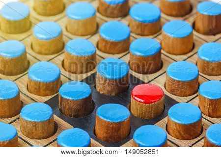A close up shot photo of Different wood stick (Otello) Business concept Soft focus Selective focus