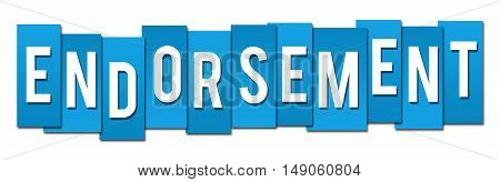 Endorsement text written over blue stripes background.