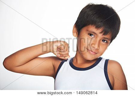 Boy Showing Muscles