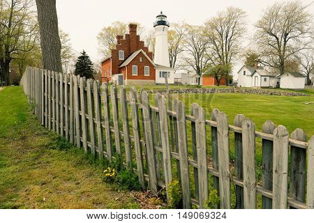 Port Sanilac Lighthouse, built in 1886, Lake Huron, Michigan, USA