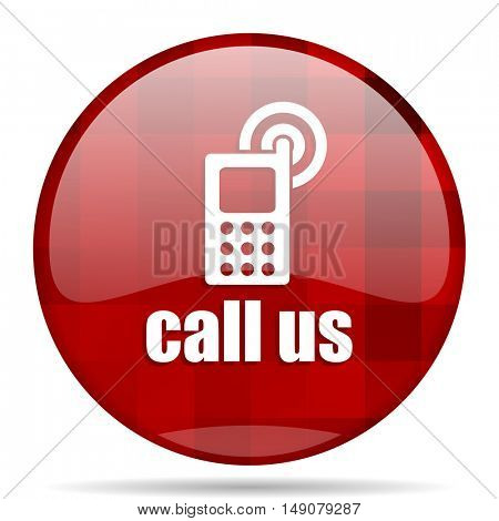 call us red round glossy modern design web icon
