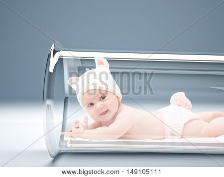 newborn in 3d vitro tube