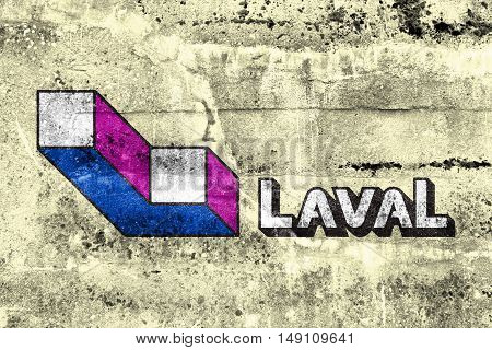 Flag Of Laval, Quebec, Canada, Painted On Dirty Wall