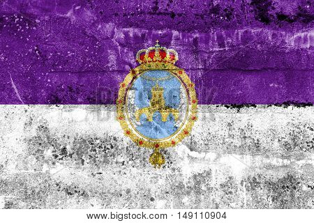 Flag Of Loja, Spain, Painted On Dirty Wall