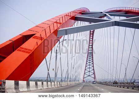 Bugrinsky Road bridge in Novosibirsk Russia. City landmark