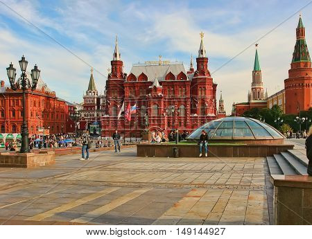 Moscow Russia - May 24 2015: The State Historical Museum of Russia. Located between Red Square and Manege Square in Moscowwas founded in 1872.