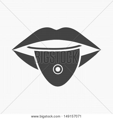 Pierced tongue icon cartoon. Single tattoo icon from the big studio collection.