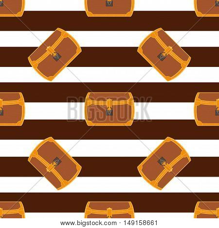 Pirate chest seamless pattern cartoon style illustration
