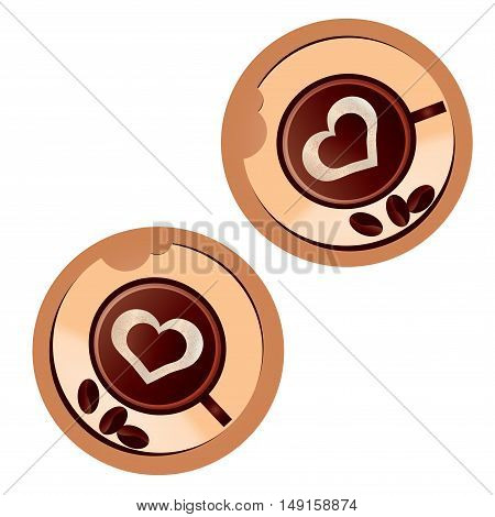 coffee ,two cups of coffee, heart, love, coffee beans ,cappuccino, coffee with milk, two cups