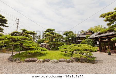KISHIWADA JAPAN - JULY 24 2016: Gofuso residence and garden (circa 1930s) in Kisiwada town Japan. City designated historical asset