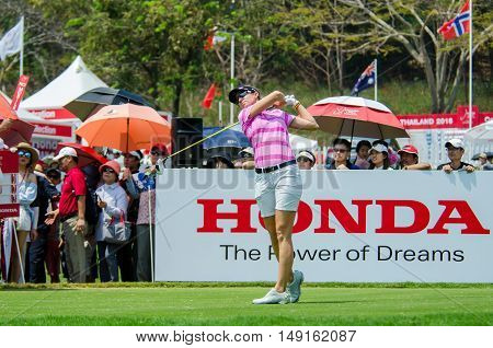 CHONBURI - FEBRUARY 28 : Kris Tamulis of USA in Honda LPGA Thailand 2016 at Siam Country Club Pattaya Old Course on February 28 2016 in Chonburi Thailand.