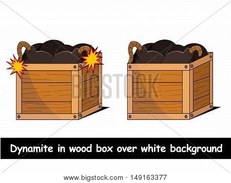 Dynamite in wood box over white background vector illustration