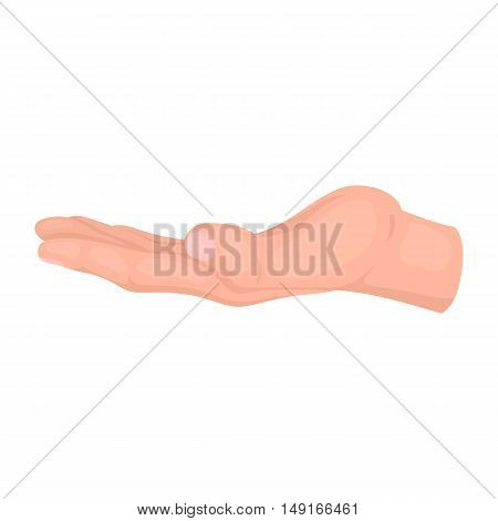 Ask for alms icon in cartoon style isolated on white background. Hand gestures symbol vector illustration.