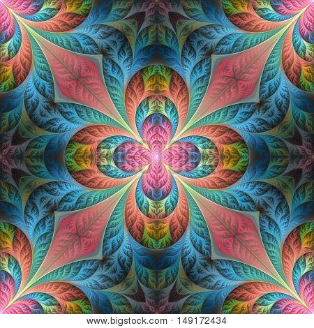 Flower pattern in fractal design. Artwork for creative design art and entertainment.