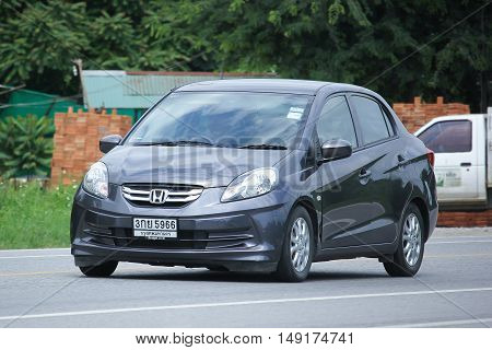 CHIANGMAI THAILAND -AUGUST 18 2016: Private Eco car Honda Brio Amaze. On road no.1001 8 km from Chiangmai Business Area.