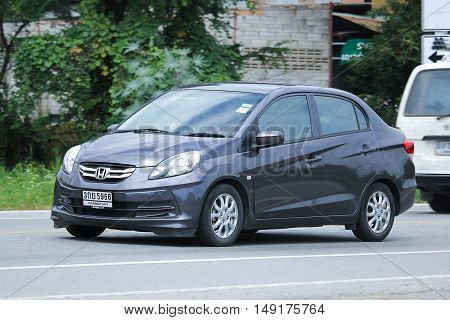 CHIANGMAI THAILAND -AUGUST 18 2016: Private Eco car Honda Brio Amaze. On road no.1001 8 km from Chiangmai Business Area.