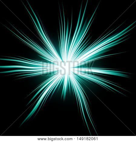 Azure flare lighting star in black space image
