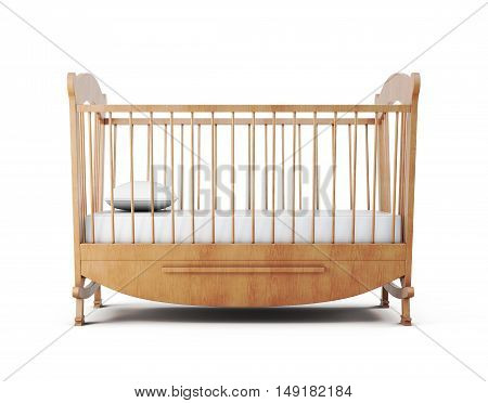 Cot Bed Isolated On White Background. 3D Rendering