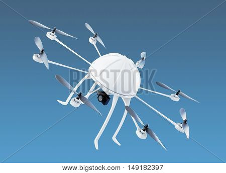 Quadcopter in the sky. 3d rendering. 3d illustration.