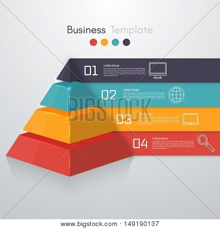 Vector illustration infographics four options pyramid. Stock vector