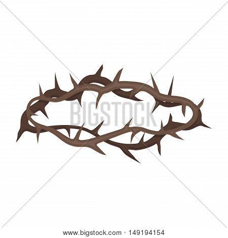 Crown of thorns icon in cartoon style isolated on white background. Religion symbol vector illustration.