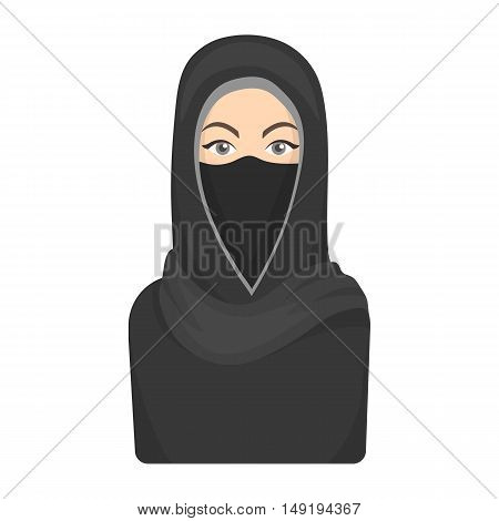 Niqab icon in cartoon style isolated on white background. Religion symbol vector illustration.