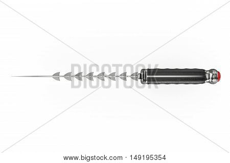 Knife old weapon whinger with black hilt. 3D graphic