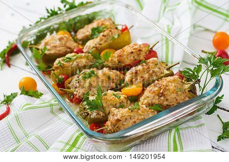 Stuffed Peppers Minced Chicken With Pepper Chilli With Tomato