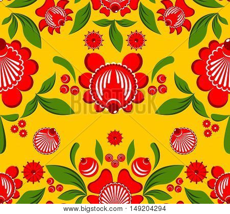 Gorodets Seamless Pattern. Floral Ornament. Russian National Folk Craft. Traditional Decoration Pain