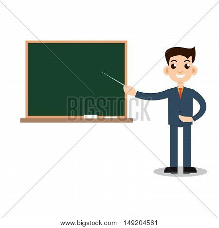 Teacher man on lesson. Stock vector. Vector illustration.