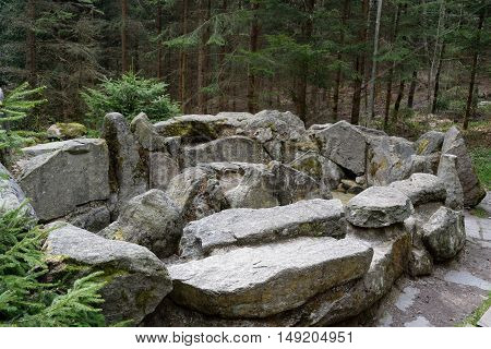 natural water basin for Kneipp footbath according amidst a forest