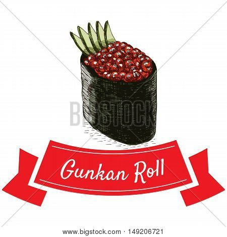 Gunkan roll colorful illustration. Vector colorful illustration.