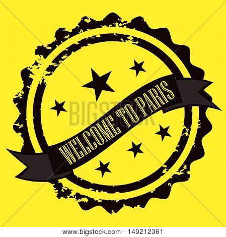 Rubber stamp Paris isolated on yellow background