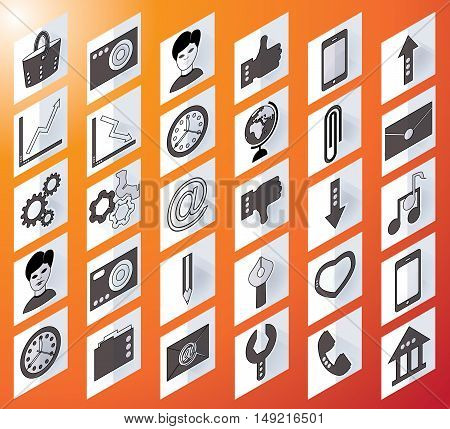 Set flat black icons for the site turned into an isometric view