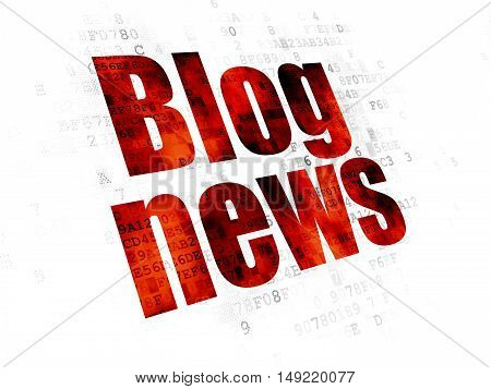 News concept: Pixelated red text Blog News on Digital background