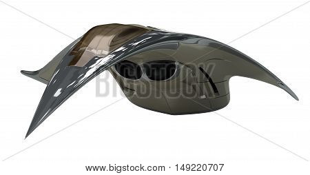 3D Rendering of a futuristic jet airplane, for science fiction or military aircraft themes, with the clipping path included in the file.