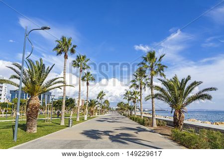 Promenade Alley At Molos Park In Center Of Limassol, Cyprus