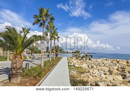 Promenade Alley At Molos Park In Center Of Limassol, Cyprus