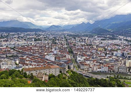 Picturesque Aerial View Of Grenoble City, France