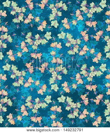Seamless pattern with bellflowers. Floral ornament. Background