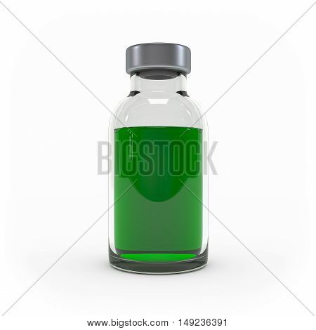 Medicine Injection Bottle Isolated On White Background 3D Rendering