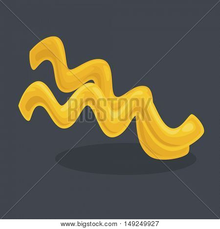 Vector food of wheat. Italian cuisine pasta or macaroni, fusilli, spaghetti penne, farfalle and tagliatelle. Cartoon illustration isolated onbackground.