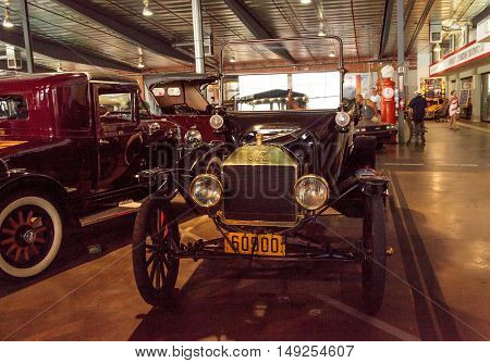 El Segundo, CA, USA - September 26, 2016: Black 1915 Ford Model T Roadster displayed at the Automobile Driving Museum in El Segundo, California, United States. Editorial use only.