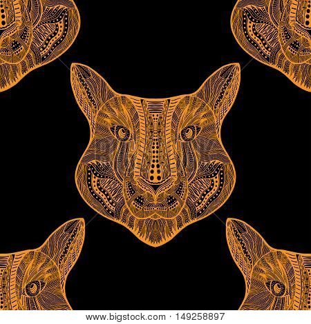 Black and yellow Seamless Tiger pattern. Vector illustration image
