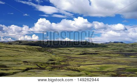Landscape of Lakagigar valley in central Iceland
