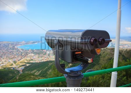 Binoculars On The Background Of The Beautiful Sea View