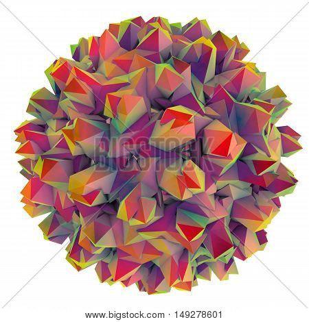 Low-polygonal model of virus. Hepatitis B virus. 3D illustration